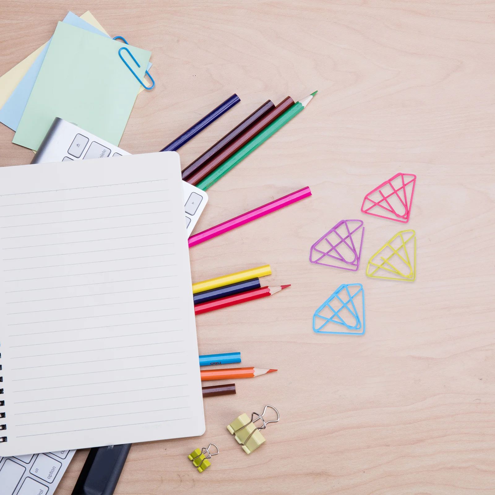 

60Pcs Diamond Paperclip Set Decorative Metal Office School Document Clips Bookmark Paper Clips Stylish Functional Stationery