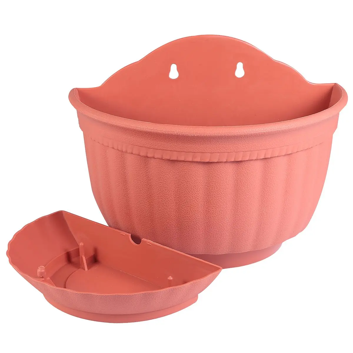 

Half Circle Plastic Flowerpot 2987 Small White Wall Mount Hanging Pot for Indoor Plants Balcony Garden Decor Storage Planter