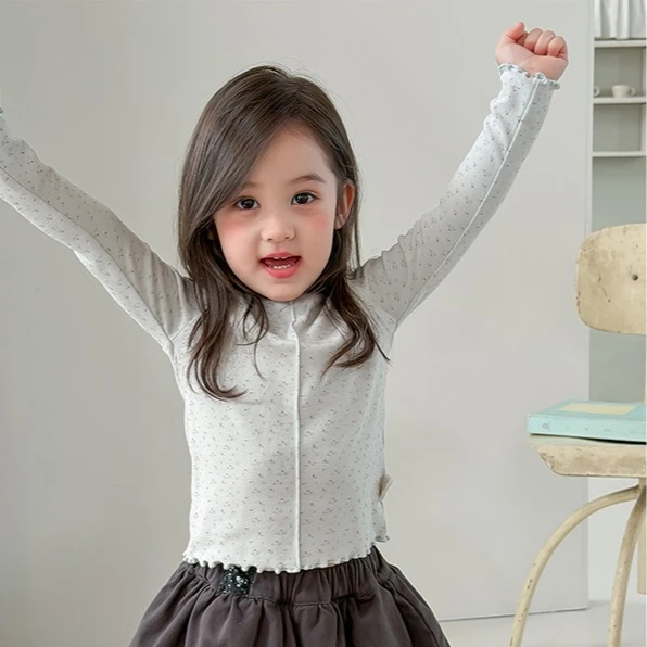 Girls T-shirt 2026 Autumn and Winter New Children's Clothing Korean Style Girl Baby Lace Gentle Small Floral Bottom Shirt