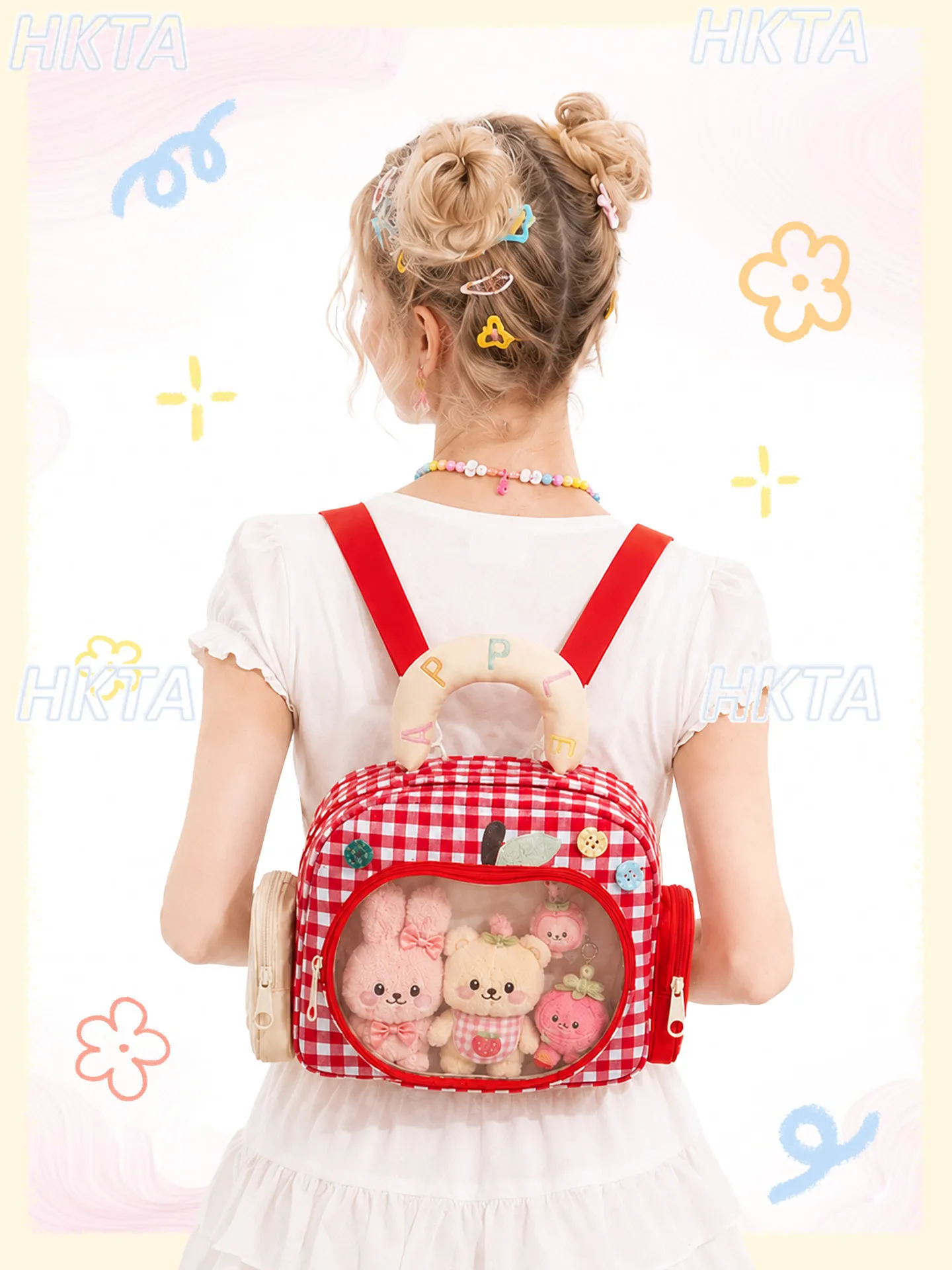 Japanese Plaid Letter Embroidery Out Travel Large Capacity Messenger Bag Lolita Pain Bag Autumn Sweet Versatile Backpacks Women