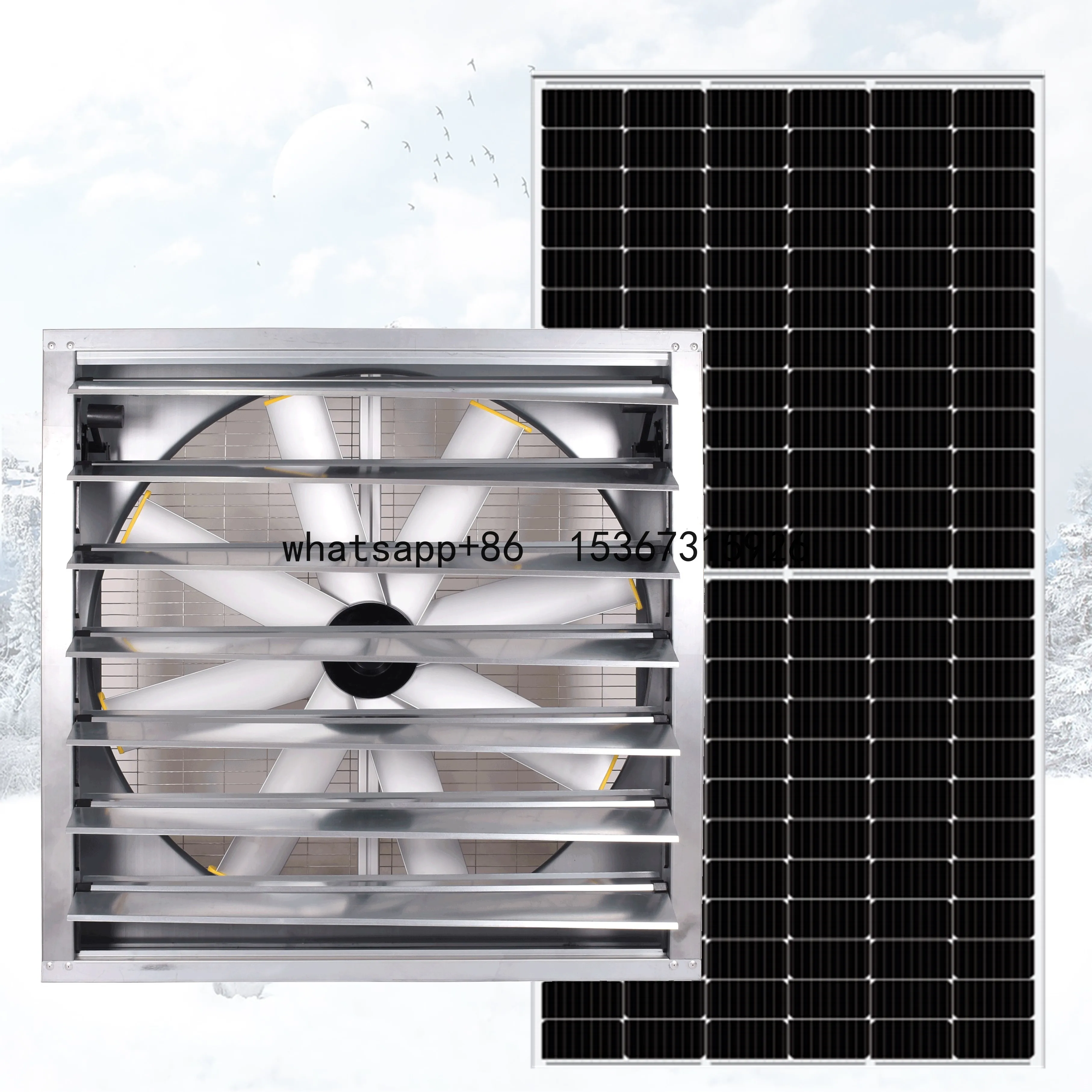 

High Pressure Type 440W Solar DC Heat Exhaust Roof Vent 1220mm Giant Box Air Blower Ventilation Wall Mounted 48'' Axial Flow Fan