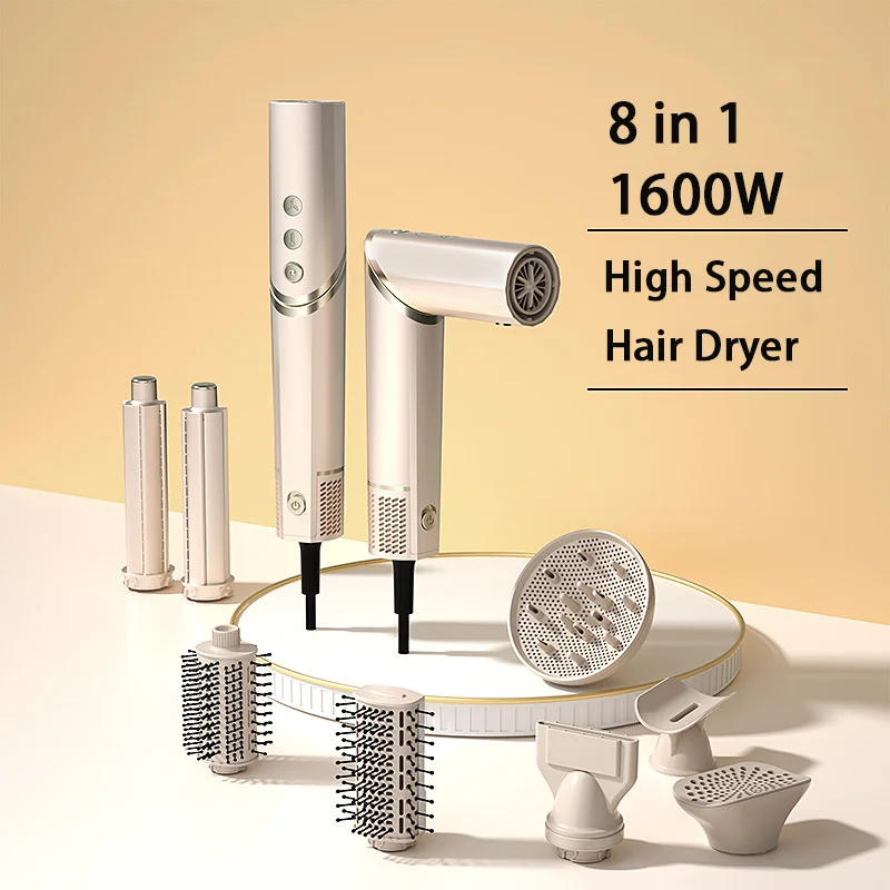 8 in 1 hot air styler and hair dryer brush low noise auto wrapping curling quick drying straightening no heat damage