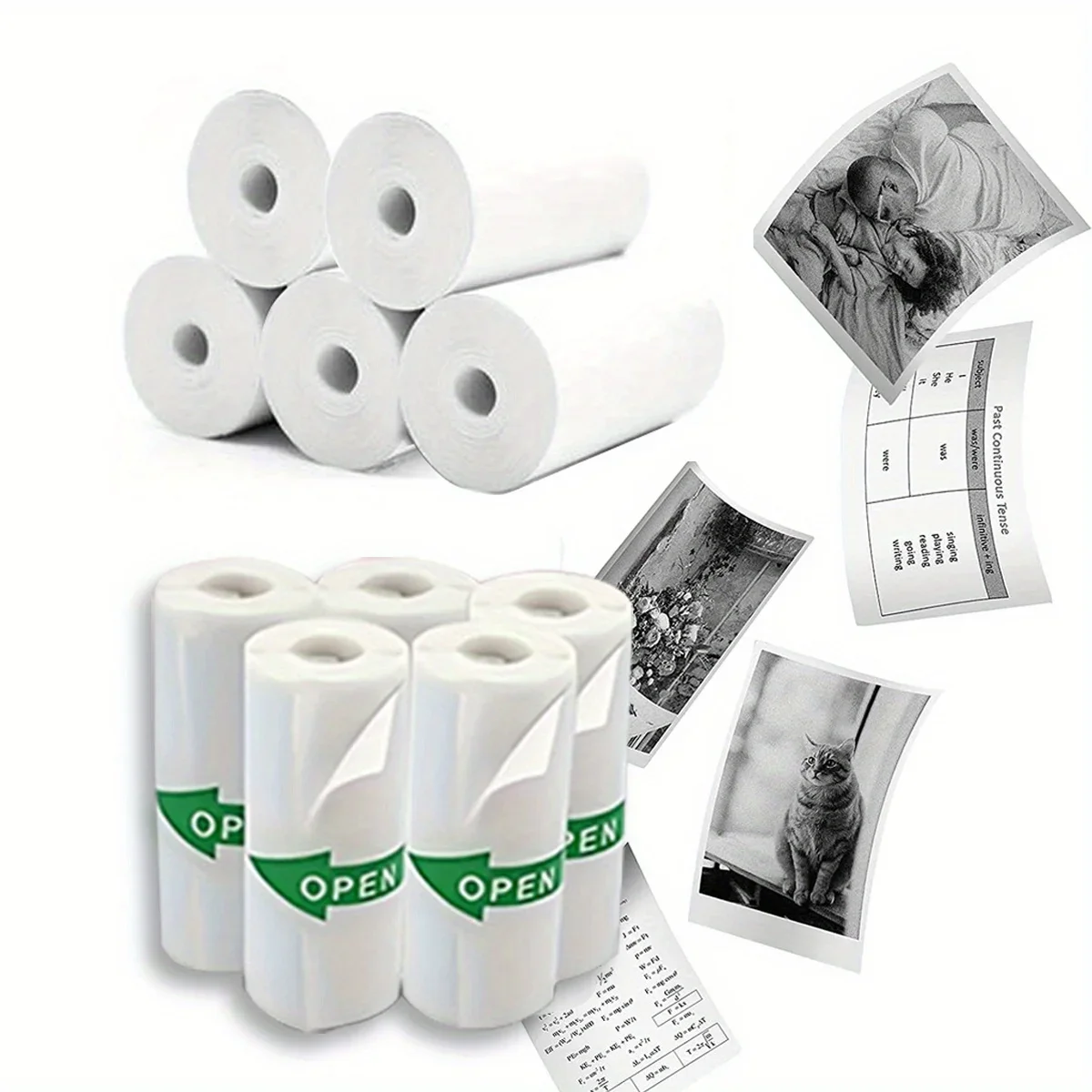White self-adhesive sticker roll: Get high-definition photos with a mini printer!