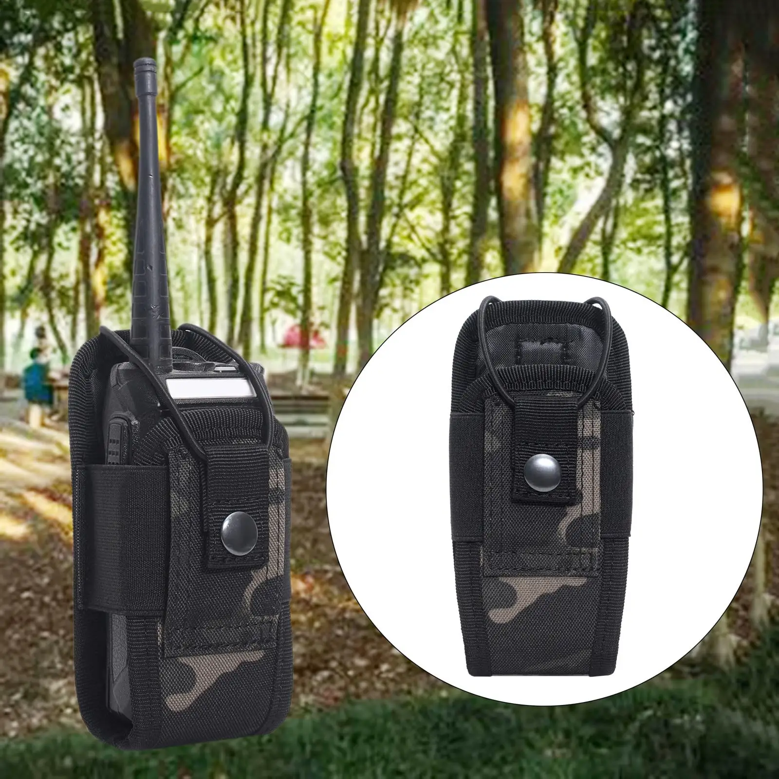 2xMolle ラジオ トランシーバー ホルダー バッグ マガジン ポーチ ホルスター ケース ブラック カモフラージュ
