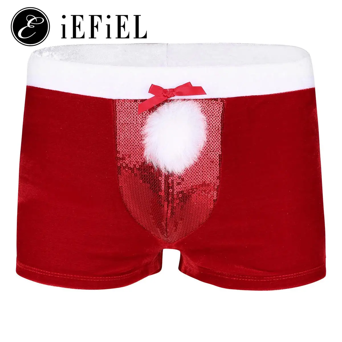 Mens Adult Christmas Santa Claus Velvet Boxer Shorts Underwear Novelty Underpants Lingerie Xmas Party Holiday Cosplay Costume