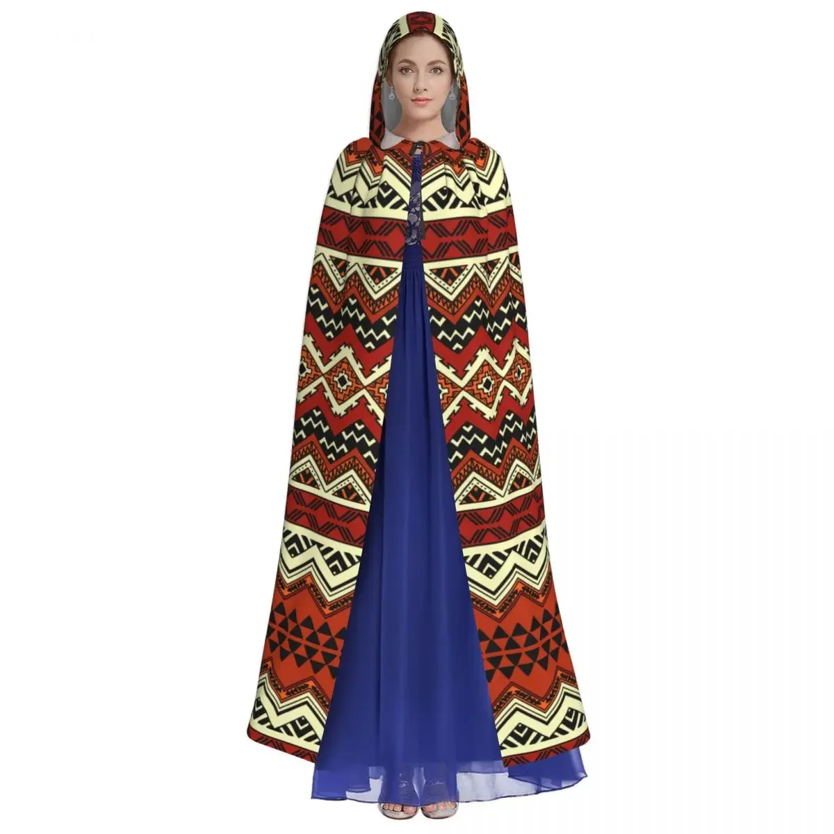 Unisex Witch Party Reversible Hooded Adult Vampires Cape Cloak Africa Ethnic Abstract Geometric Ornate Tribal