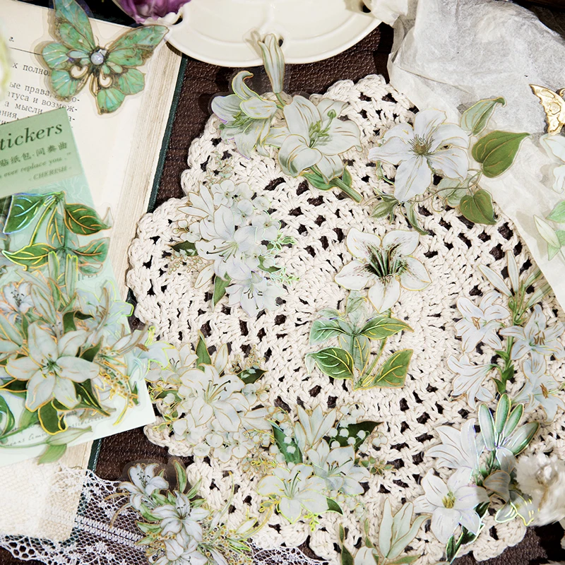 Card Lover 20 Pcs[Speak To Flowers Series] Aesthetics Butterfly Journal Stickers Waterproof Paper Sticker Material Scrapbook Kit