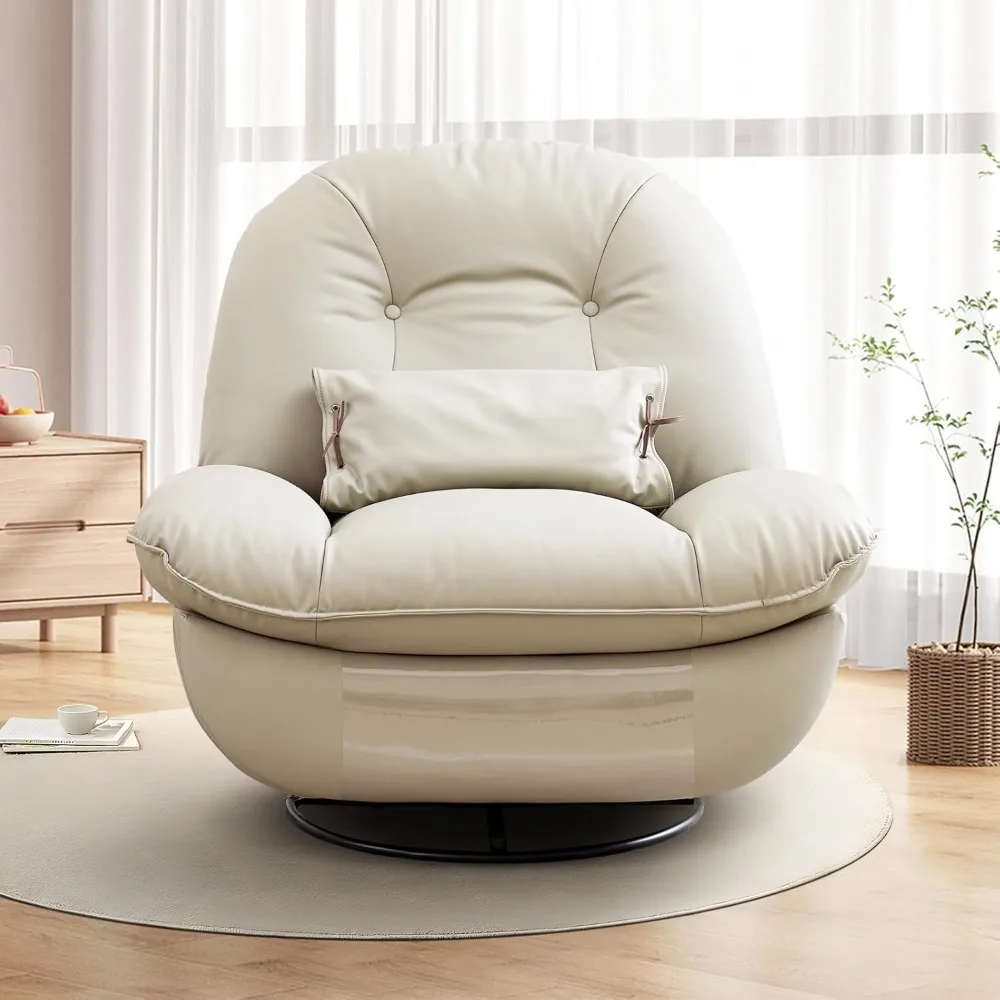 Oversize Power Swivel Recliner Chair Rocker 270° Swivel,360° Surround Sound and Breathing Lighting,Comes with a 3-in-1 Pillow