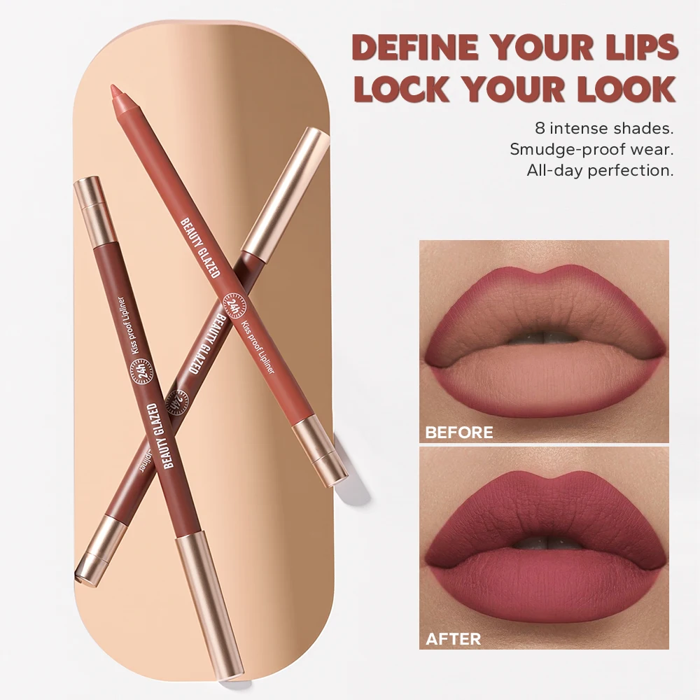 Matita per labbra in velluto opaco con tavolozza per artisti da 8 colori |   Finitura opaca impermeabile e non appiccicosa a lunga durata, punta precisa per affilare