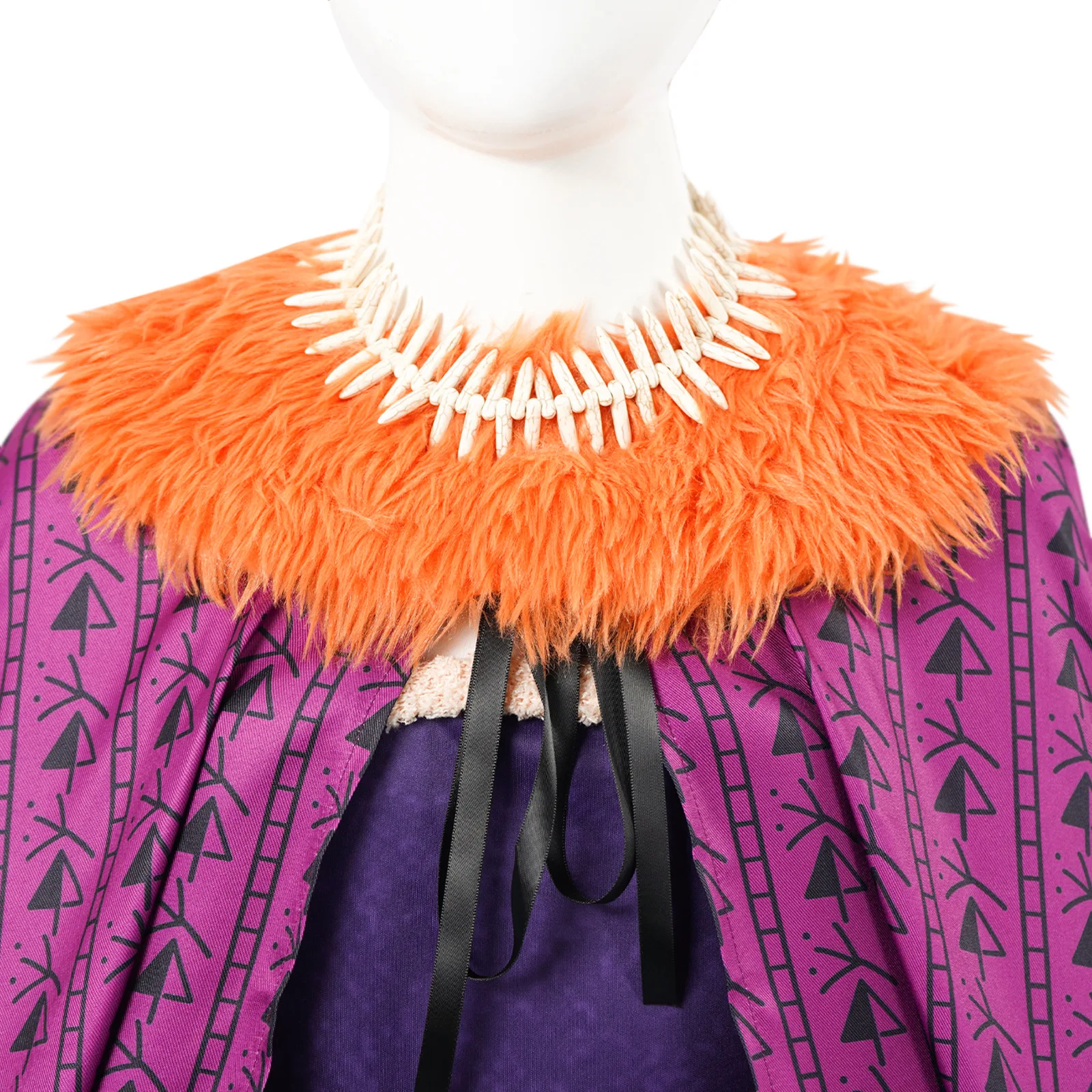 Women Moana Cosplay Costume Villain Matangi Dress Cloak Purple Suit Halloween Outfits Fur Collar Belt Full Set view 6