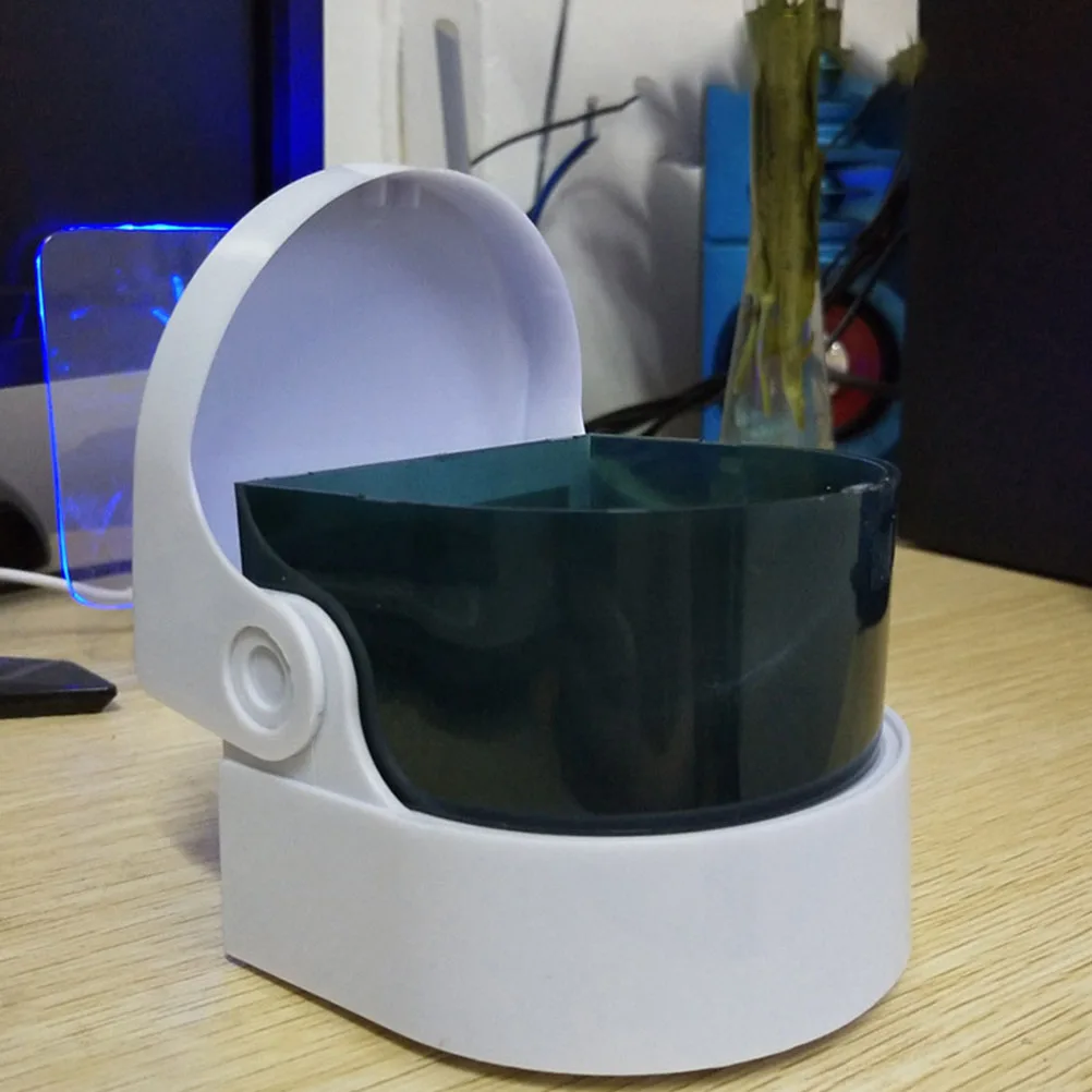 2pcs เครื่องประดับทําความสะอาดเครื่องทําความสะอาดในครัวเรือนสีขาวอัลตราโซนิกสําหรับฟันปลอมเหรียญทันตกรรม Mouthguard MINI เครื่องประดับลื่น