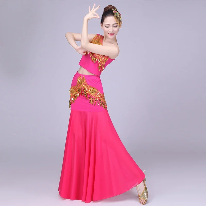 Kostium taneczny Kostium Paw Taniec Sztuki Egzamin Torby Biodra Długa spódnica typu fishtail Cekiny Kostiumy grupowe