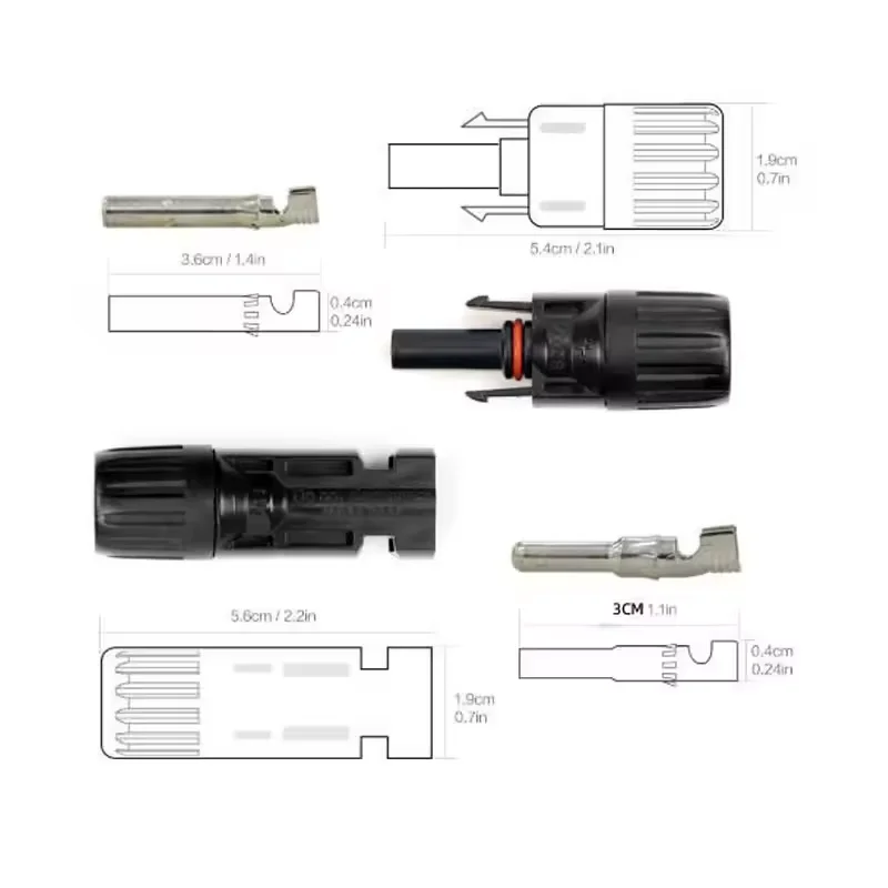 10 Pairs DC Solar Connector 1000V30A Panel Stecker IP67 waterproof Connectors Kit for PV/MC Cable 2.5/4/6mm2