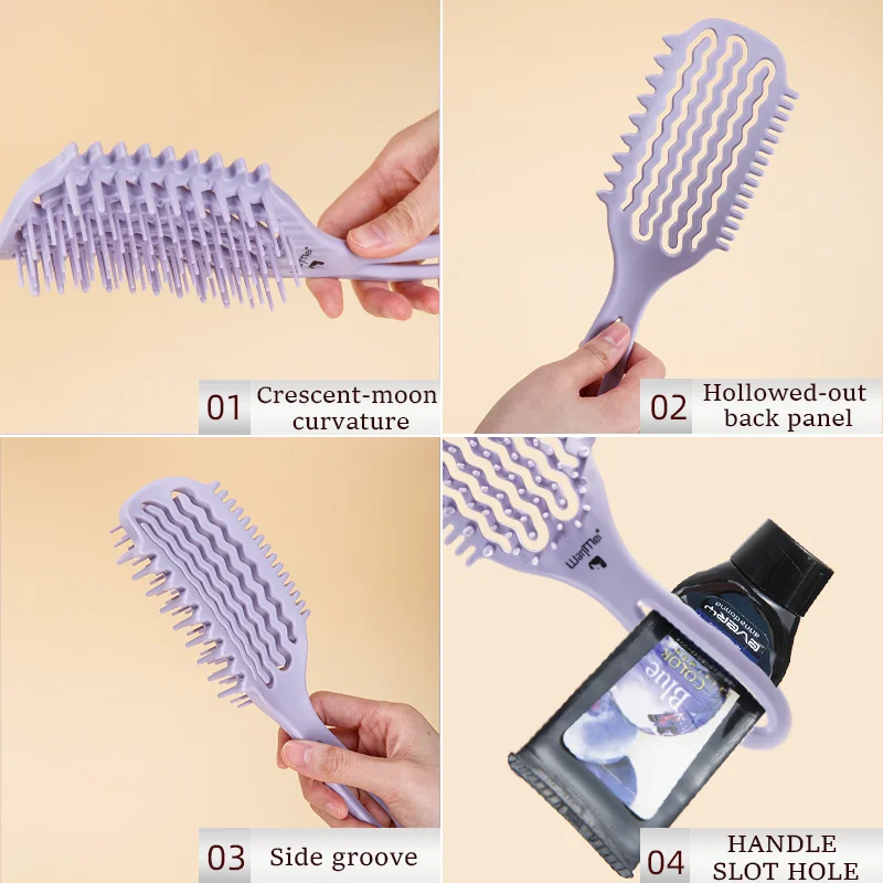 1Boxed Air Weave Wave Comb Detangling Brush Scalp Massage Hair Styling Tool Anti-static Vent Brush for Curly Straight Hair - view 3