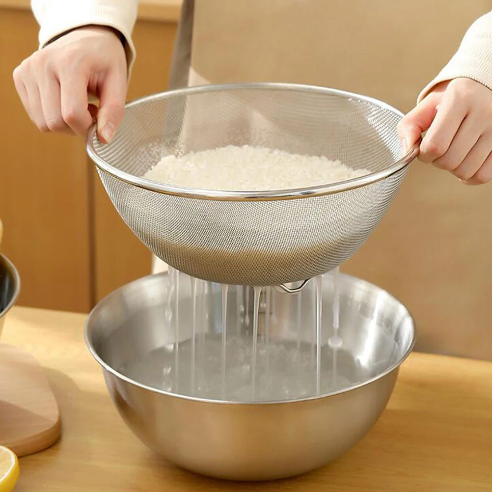 

1 set 1 Set Stainless Steel Drain Basket Sieve Basin For Kitchen Vegetable Fruit Rice Washing Strainer Bowl Fine Mesh Colander