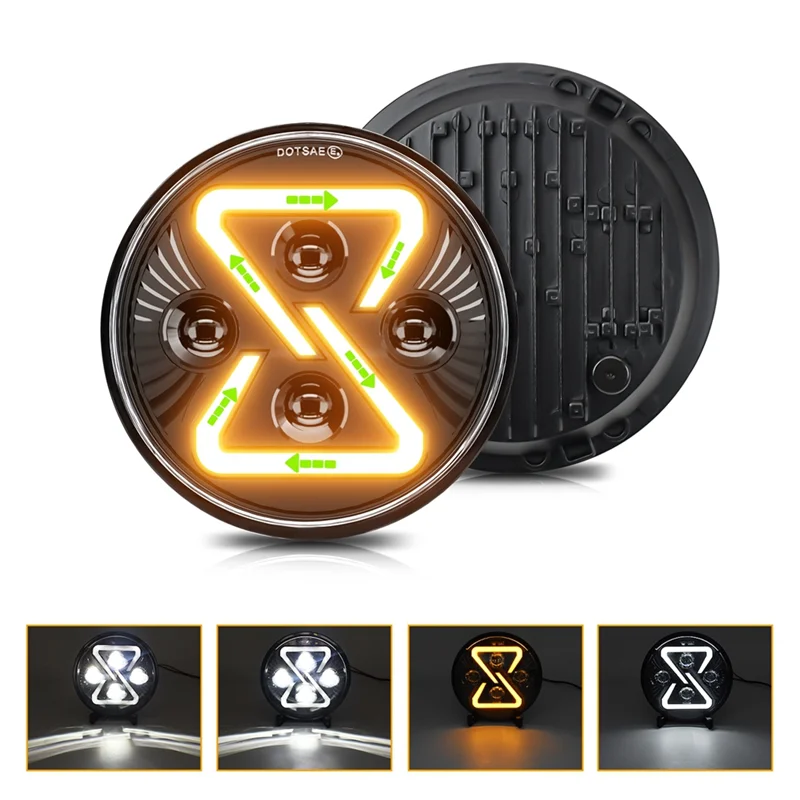 

AB56-7-дюймовая круглая светодиодная фара 200 Вт 30000LM с желтыми ангельскими глазами для Wrangler JK TJ LJ Camaro Mazda Hummer