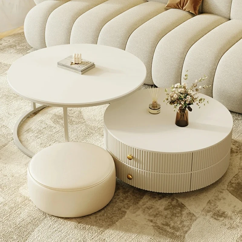 Storage Drawers Coffee Table Designer Simple Round Nordic Organizer Writing Coffee Table Mobile Kaffee Tische Home Furniture