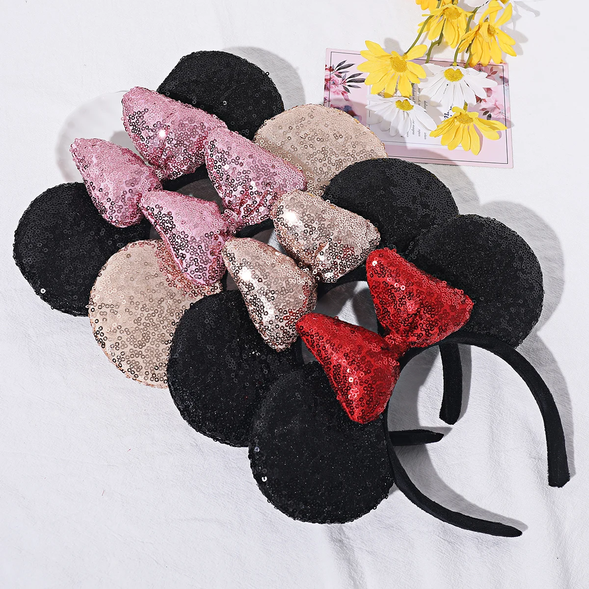 Popular Mouse Ears Headband Women Sequin Ears Hairband Festival Party Popular Character Headband Girls Hair Accessories Headwear