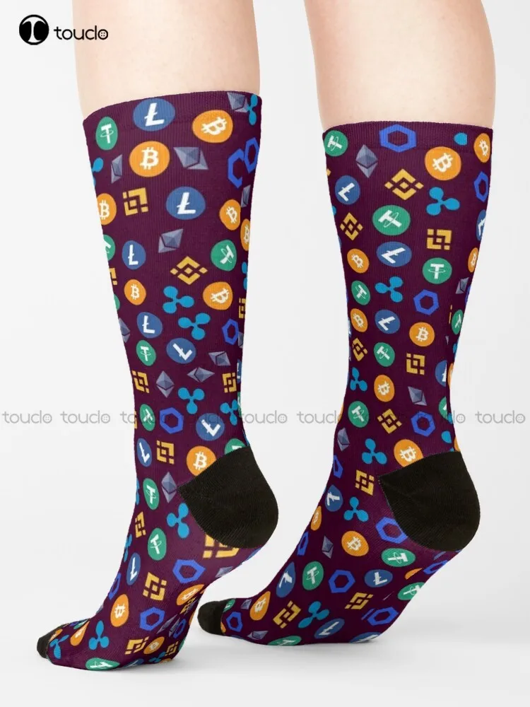 Crypto Currency Socks Black Socks For Women Street Skateboard Socks Personalized Custom Unisex Adult Teen Youth Socks Gd Hip Hop