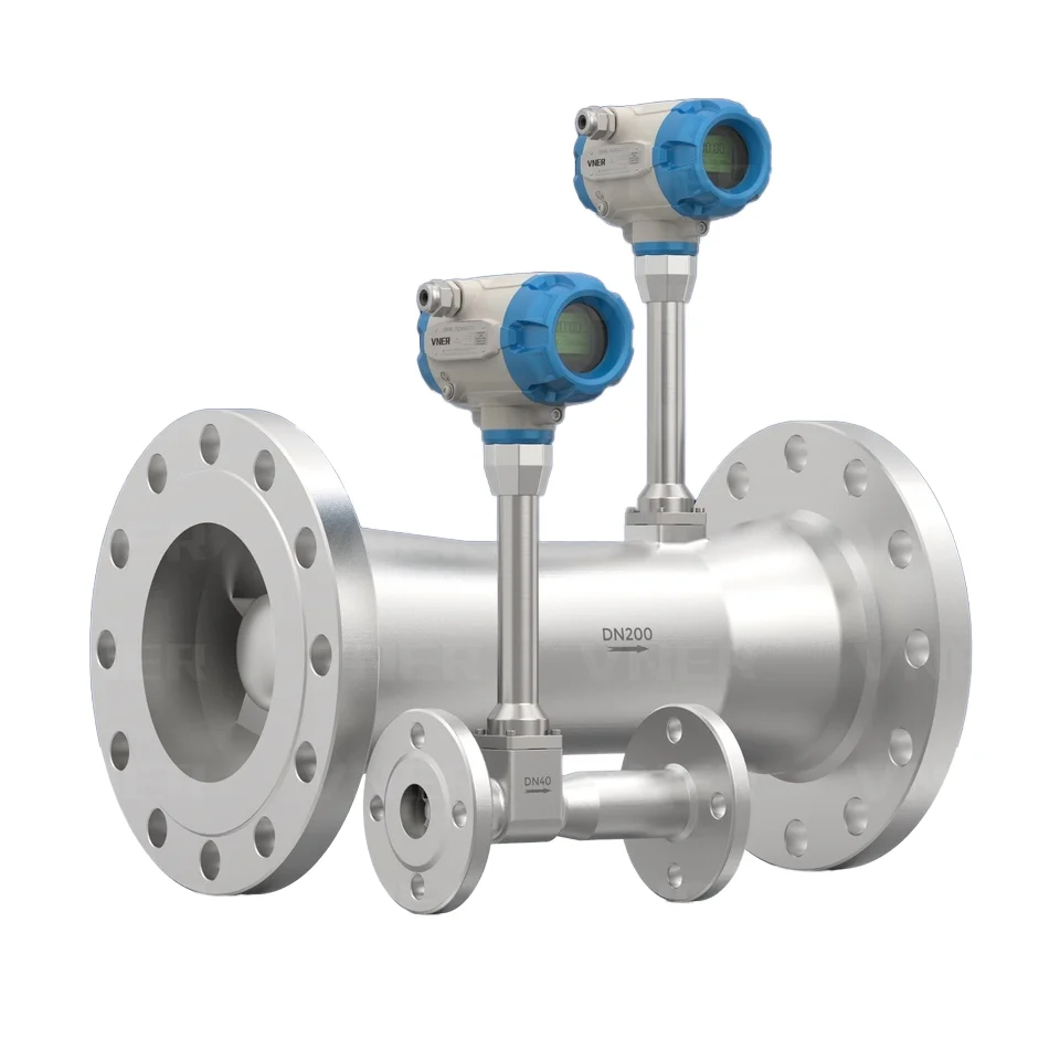Customized VNER Stainless Steel Compressed Gas Mass Flow Meter 1.0% Accuracy Oil Medium Flange Connection 0-15m/s OEM Support