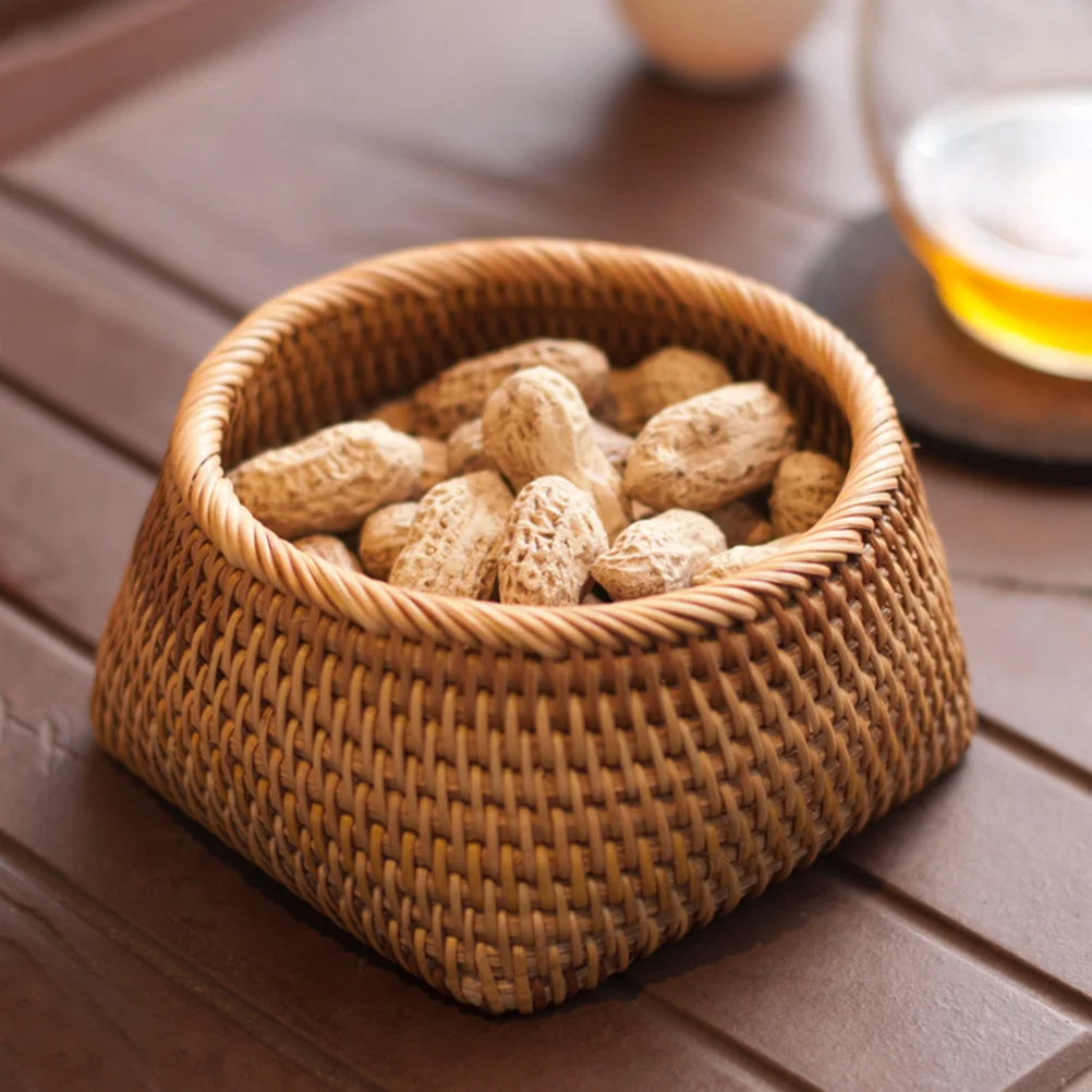 

1Pcs Rattan Storage Box Natural Handmade for Tea Cakes Dried Fruits Candy Household Multifunctional Rattan Dish Lightweight Home