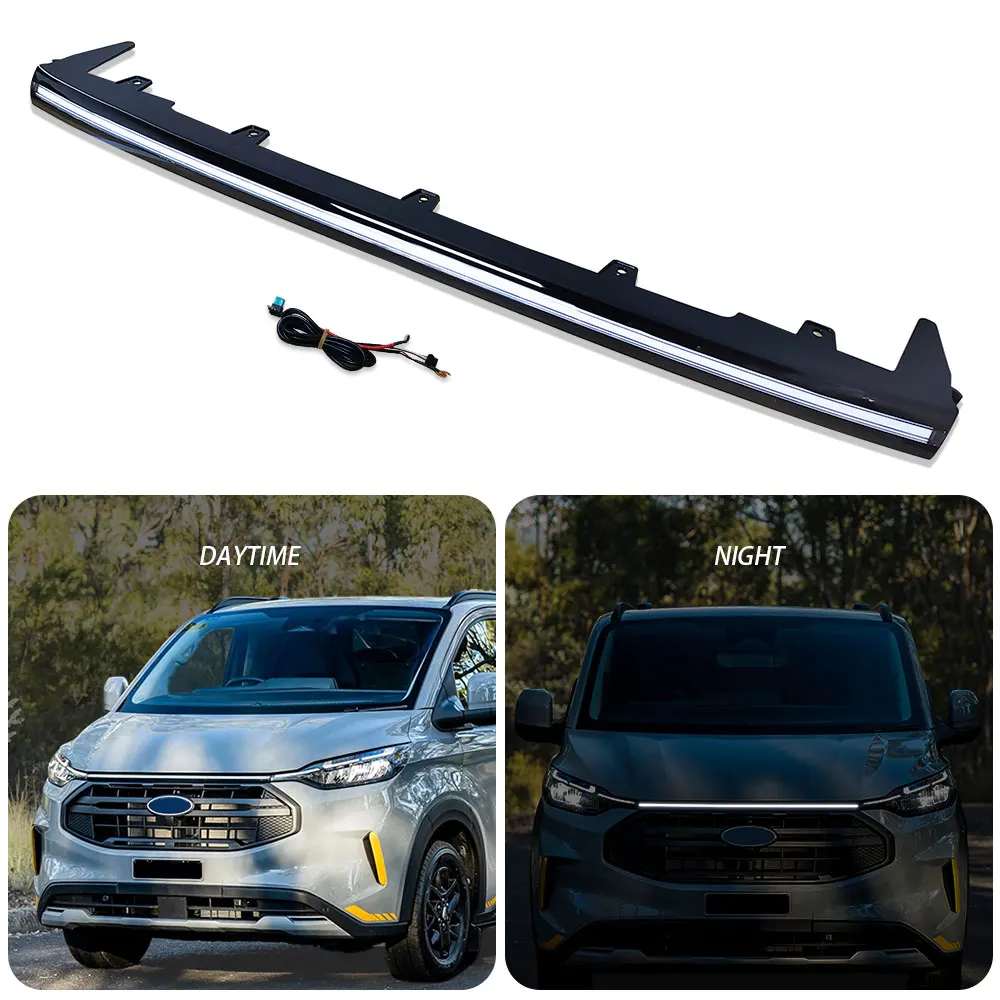 Front LED Through Grille Light Front Bumper Light Strip for Ford Transit Custom 2023 LED Grille Light Automotive Accessories