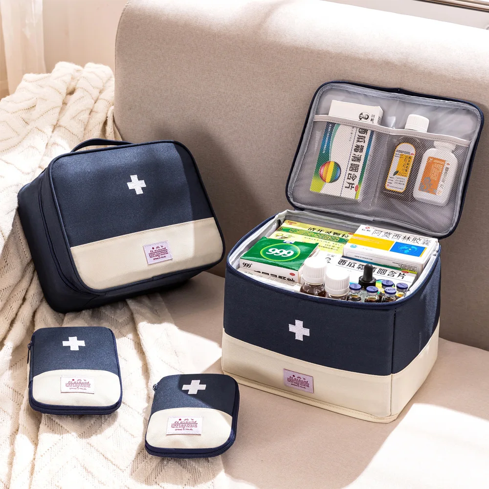 Portable Medicine Storage Bag 4pcs set Large Capacity Drug Organizer with Multiple Pockets, for Home Emergency & Travel Use