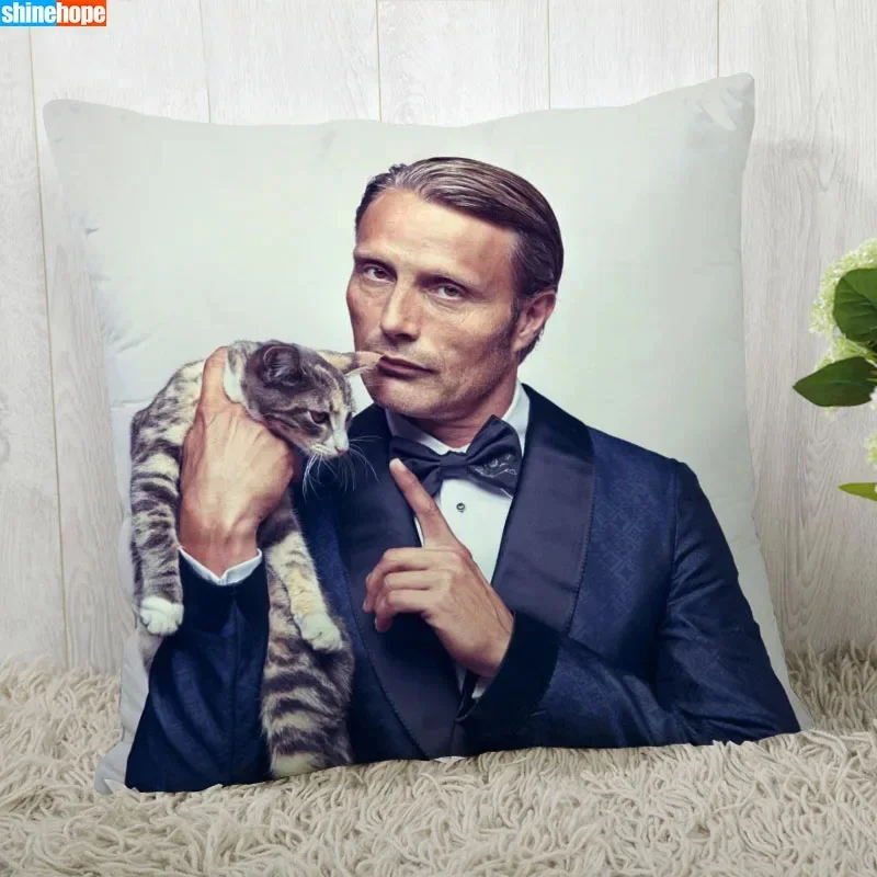 Mads Mikkelsen Pillow Cover Customize Pillowcase Modern Home Decorative Pillow Case For Living Room 45X45cm A2020.7.2