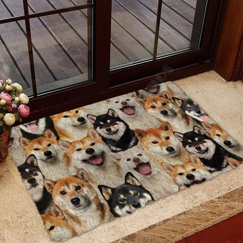 ShibaInus/Schnoodles/Shar Peis/St.Bernards/Shih Tzus Doormat 3D Printed Indoor Outdoor Doormat Non-slip love dogs gift