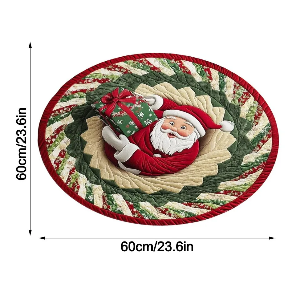 Crystal Velvet Christmas Round Carpet Red Anti-Slip Christmas Tree Base Mat Atmosphere Decoration 3D Special-shaped