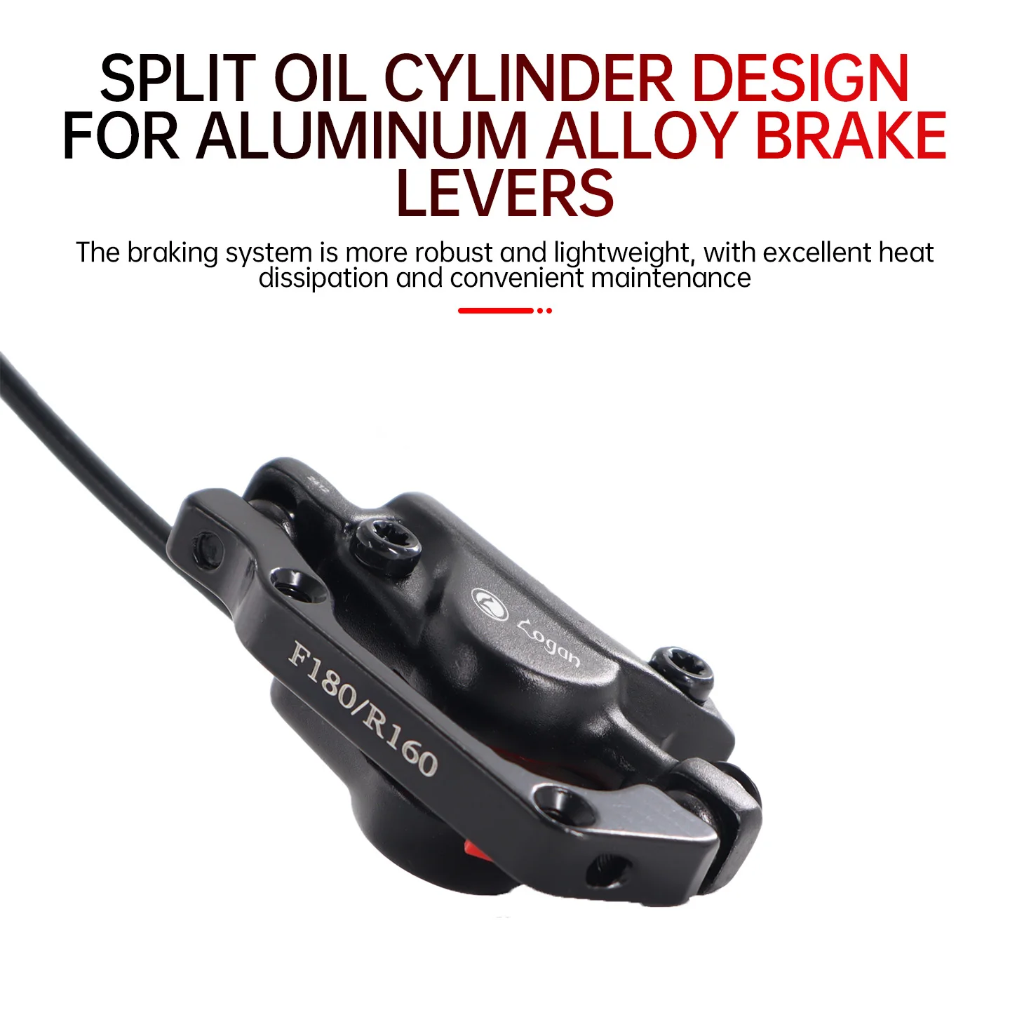 M500 2-Piston Hydraulic Disc Brake Set Aluminum Alloy MTB Brakes Front Left & Rear Right with Silicone Protective Covers 800/140