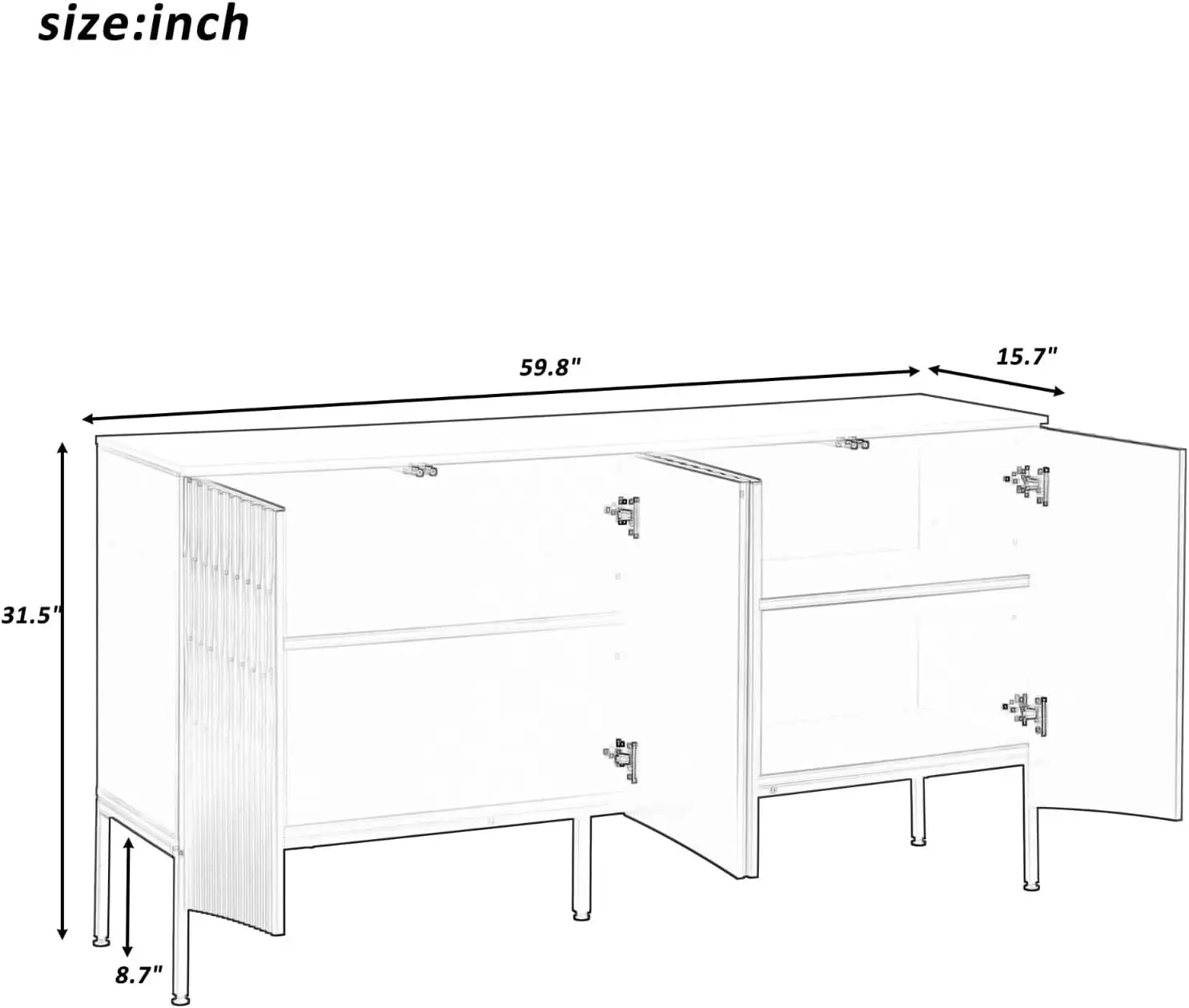 Aparador moderno para Buffet, mesa de entrada con almacenamiento para sala de estar, Cocina, Bar en casa, curvada, 60