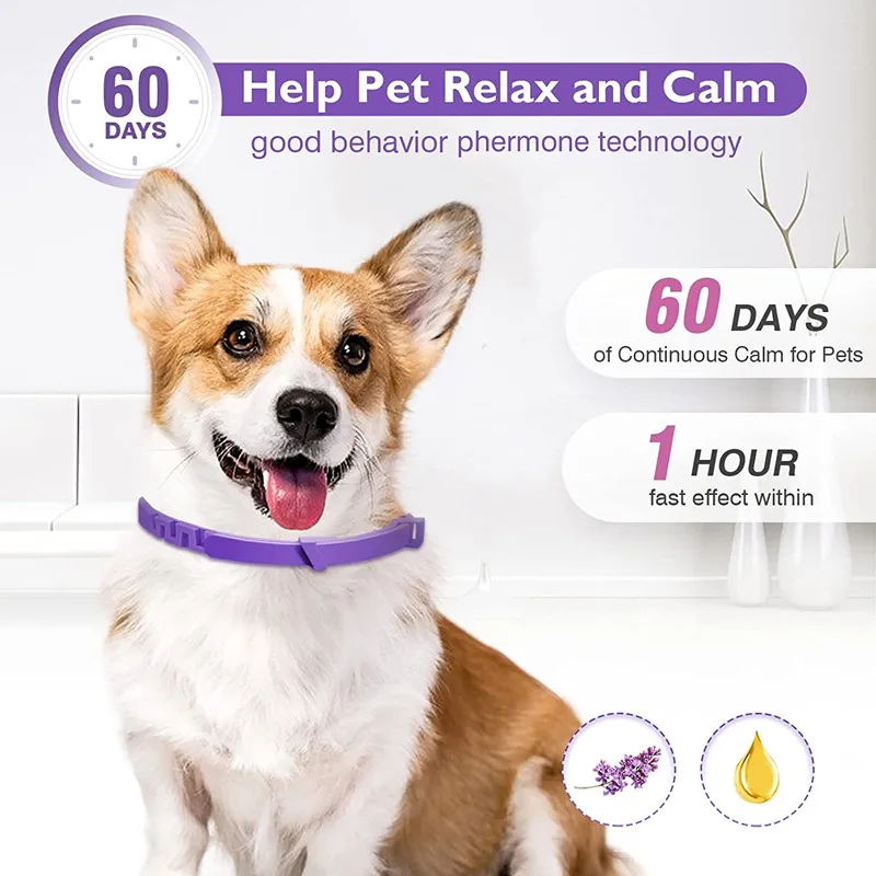 Dog Cat Flea and Tick Calming Pheromones Collar 3 Packs Lasts 60 Days Adjustable Comfortable Collar for Small Medium Large Dogs