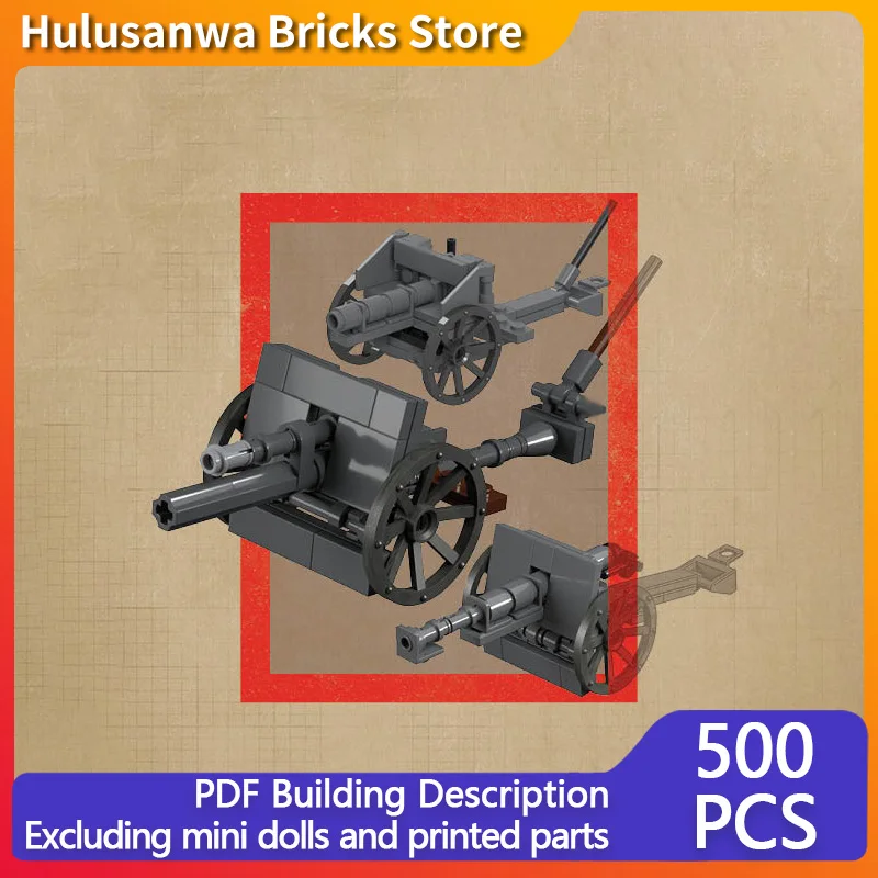 

War I Military Field Guns Model MOC Building Bricks War Equipment Modular Technology Gifts Holiday Assemble Children Toys Suit