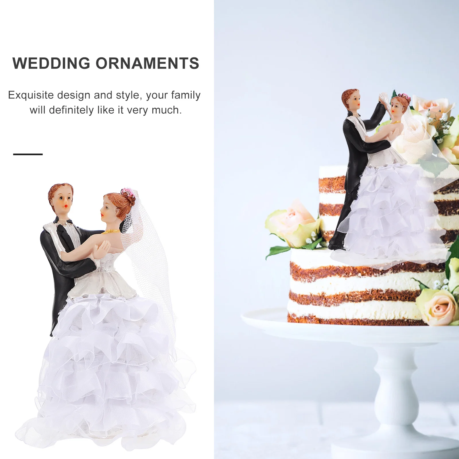 

1Pcs Bride Groom Cake Ornament Cute Design Wedding Party Decor Small Size Desktop Decoration Wedding Cake Crafts Home Decor