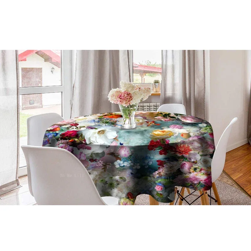 زهور ريترو أنيقة بألوانها الزاهية ومفارش المائدة الفنية المرفقة من Ho Me Lili لديكور الطاولة