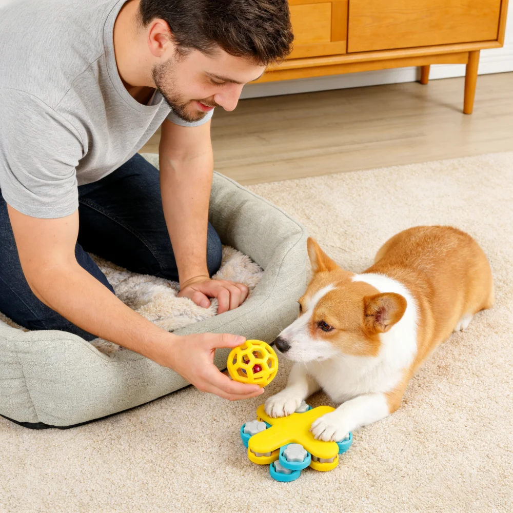 Hundehohles Ballspielzeug, Gummi-Kauspielzeug für Hunde, Reinigung der Zähne, Backenzahn, bissfestes Spielzeug mit Glocke, Welpen-Trainingsspiel – Detail 8