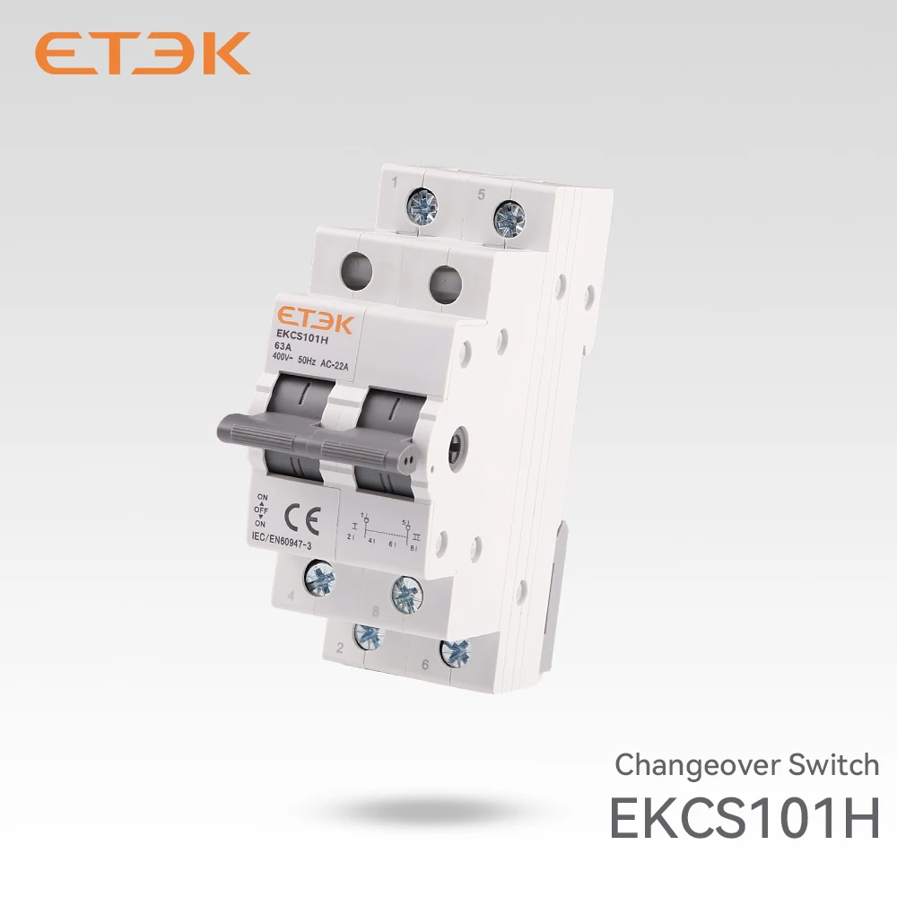 ETEK Din Rail MTS Dual Power Manual Transfer Switch Modular Changeover Switch Interlock Circuit Breaker1P 2P 4P 40A 230V EKCS101