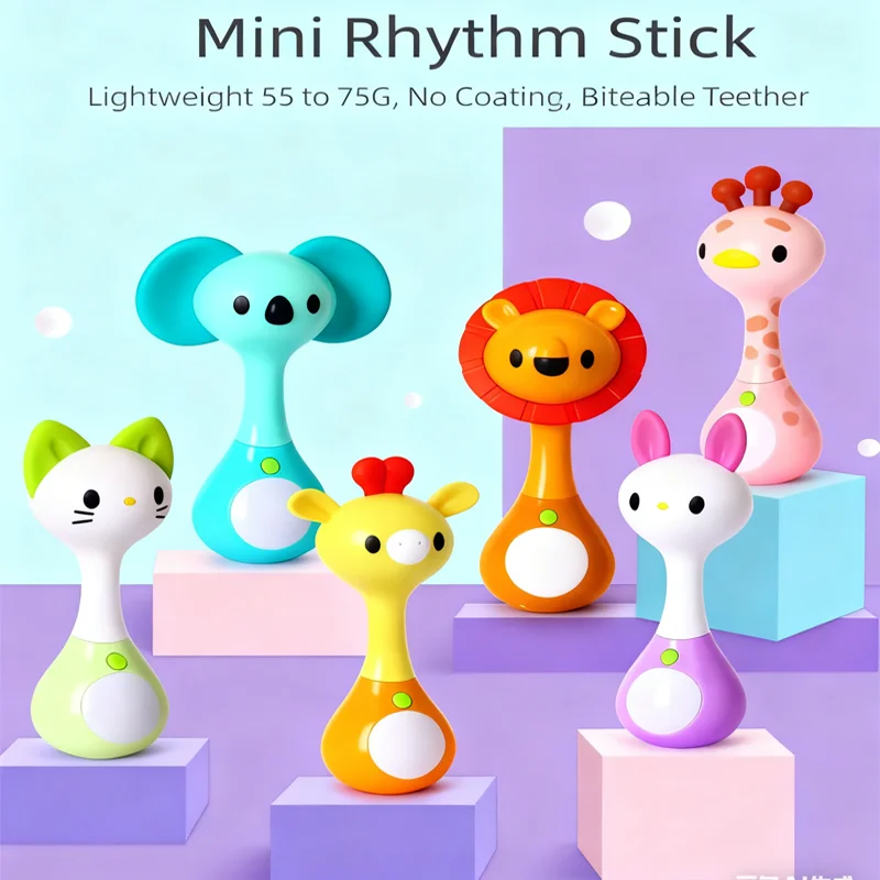 New Animal Teething Rhythm Stick Baby Jingle Toy Light Music Grasping Training Soothing Newborns No Box