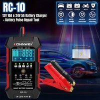 KONNWEI RC-10 12V 24V 10A 5A Cars Battery Charger Full Automatic Fast Charging Pulse Repair Battery Charger Lead Acid AGM Gel