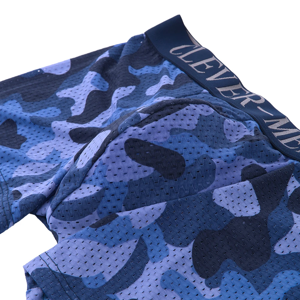 

Male Panties Men Underwear Lightweight Mesh Padded Solid Color Bikini Blue Boxer Briefs Breathable Classic Gray