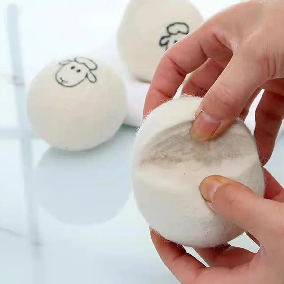 1–6 Stück wiederverwendbare Wolle, Wäschetrockner, Kugel, Weichspüler, Alternative für Waschmaschine, Faltenreduzierer, Reinigungsmittel, Gadget – Detail 3