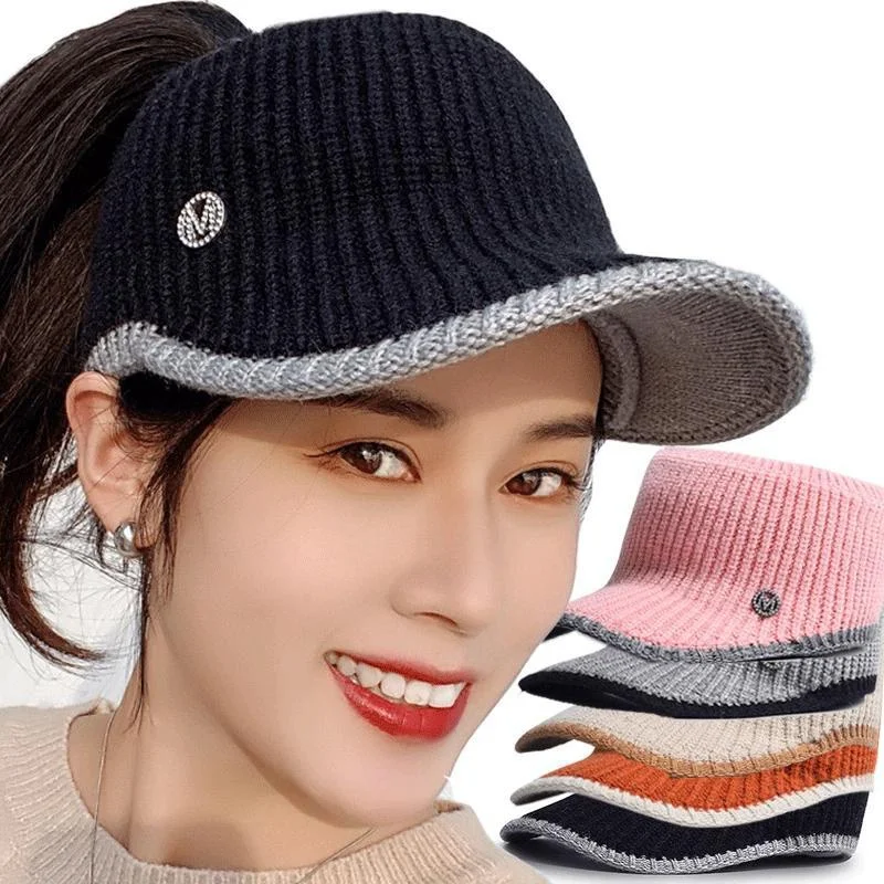 2024 Sport Empty Top Caps Hats for Women Autumn Winter Warm Female Knitted Warm Baseball Cap Fashion Running Visor Golf Sun Hat