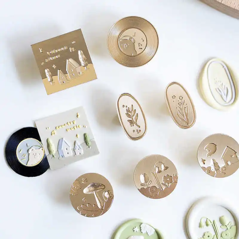 New 3D Brass Wax Seal Stamp Head Music Record Ellipse Embossed Seal Toy For DIY Scrapbook Envelope Invitation Wedding Gifts