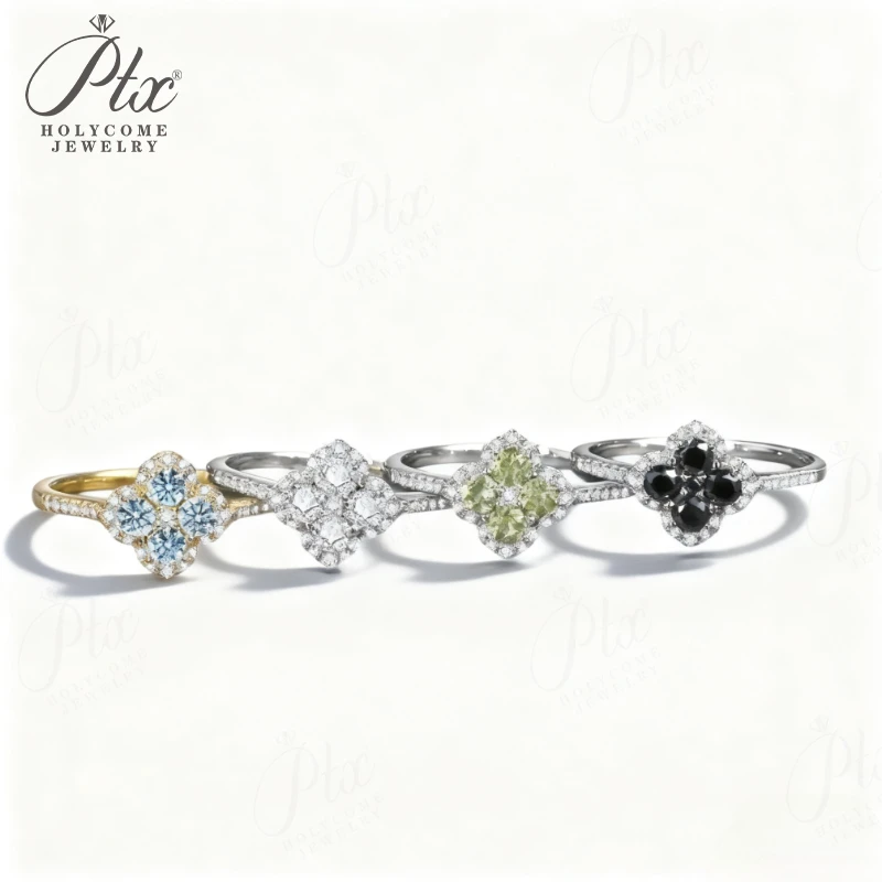 

Женское кольцо на заказ с муассанитом и бриллиантом, перидотом, стерлинговое серебро 925 пробы, в форме цветка ​ украшения для женщин Премиум Подарок Стильный Ежедневно