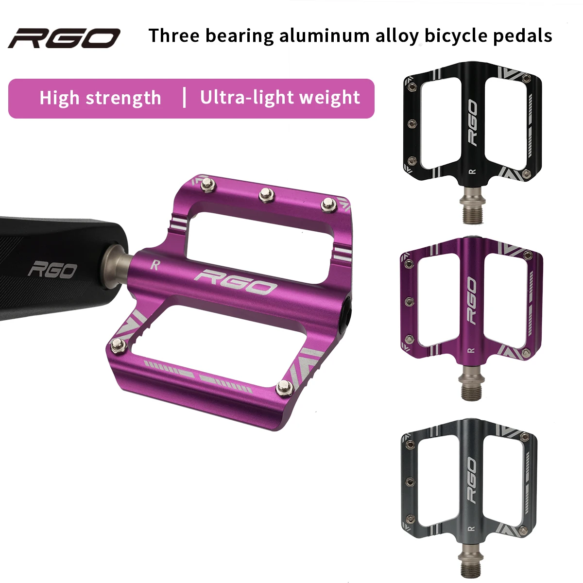 

Велосипедные педали RGO MTB, 3 подшипника, сверхлегкие плоские педали из алюминиевого сплава, расширенные противоскользящие педали, детали для горного велосипеда