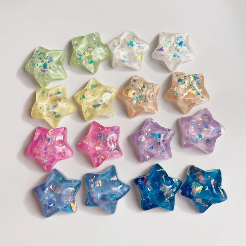 30pcs Star Flat Back Resin Cabochons Diy Phone Case Hair Clips Shoes Decorations Jewelry Making Crafts Patch Findings