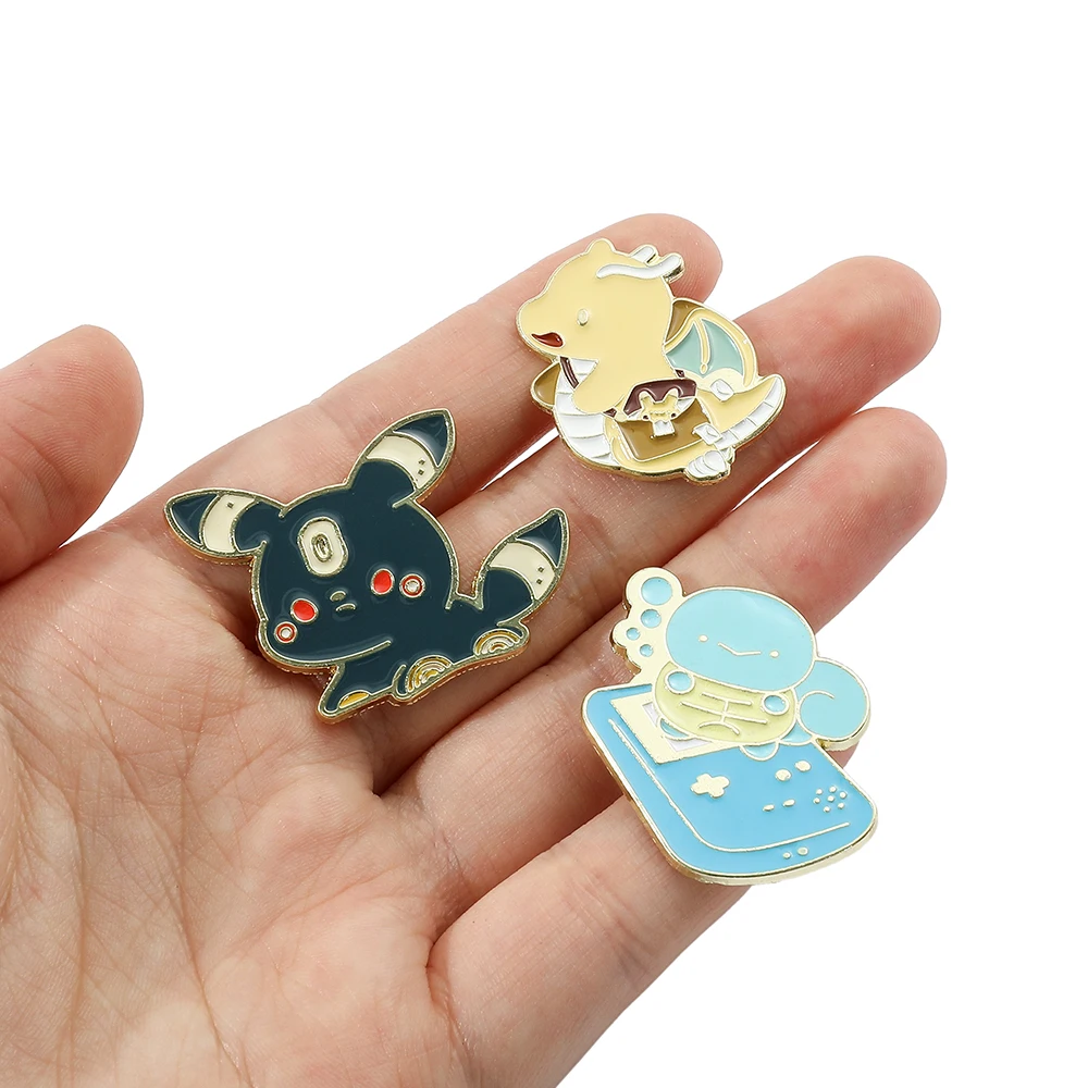 Anime Pokemons Brooch Cute Cartoon Figure Squirtle Umbreon Metal Badge Brooch for Clothing Backpack Lapel Pins Accessories