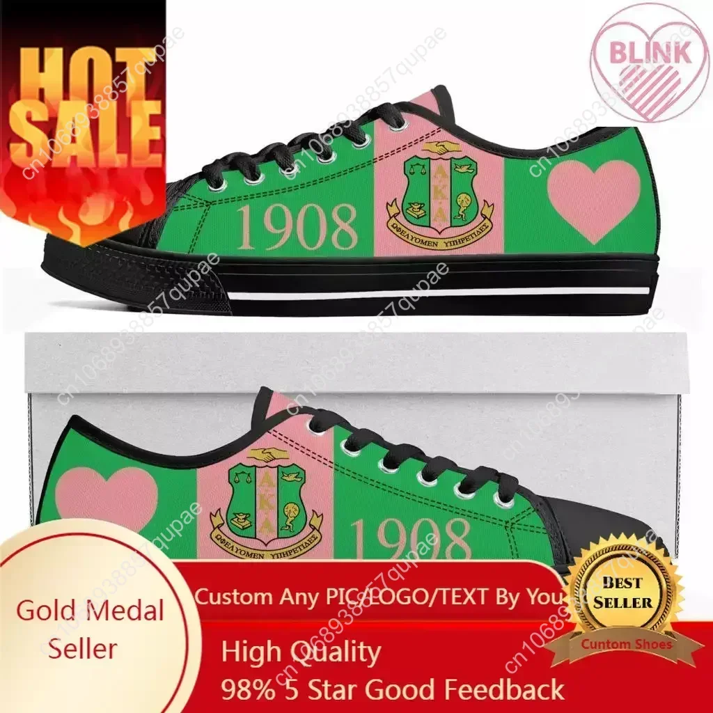 

A-Alpha Sorority A-AKA 1908 Low Top Sneakers K-Kappa A-Alpha Mens Womens Canvas High Quality Sneaker Shoes Customize DIY Shoe