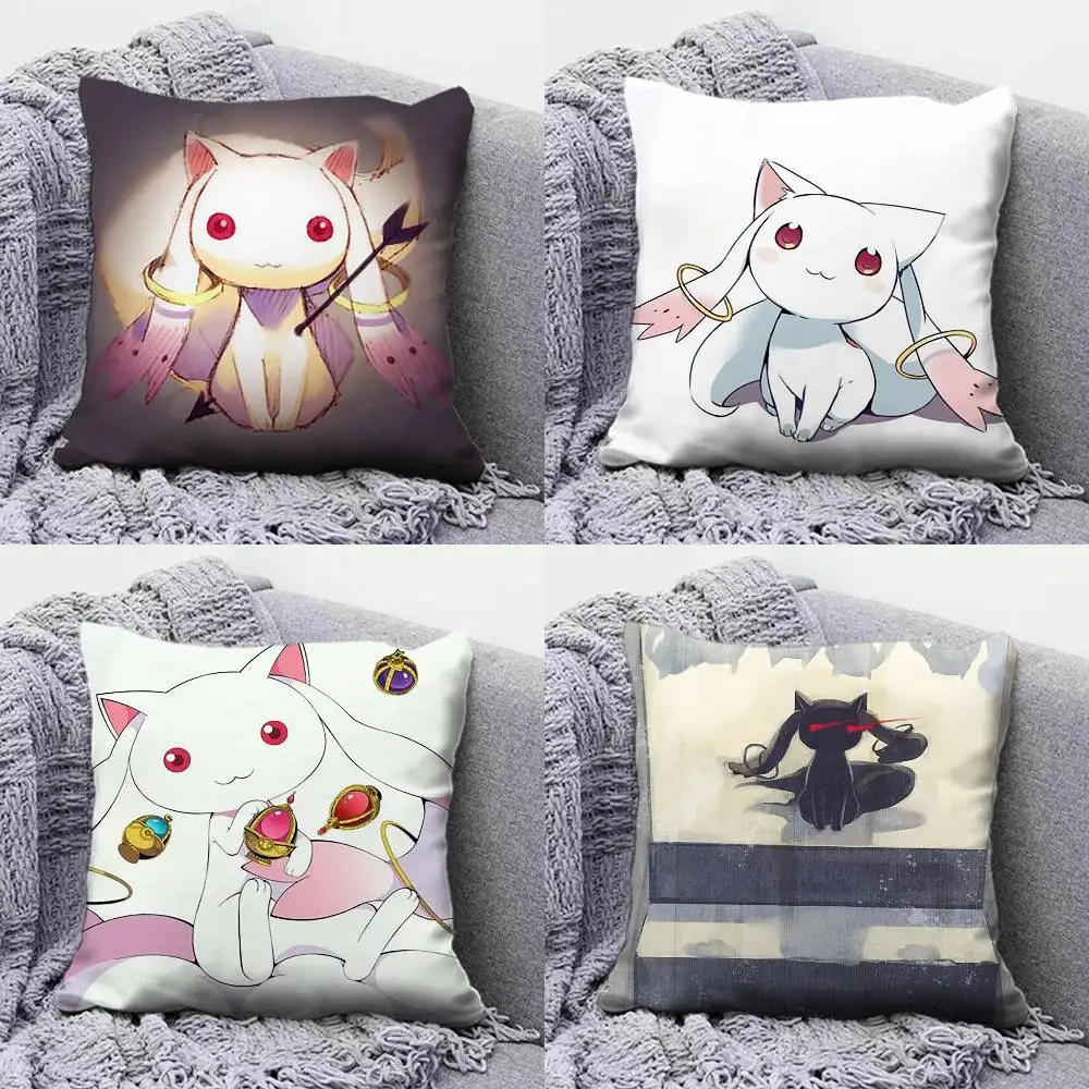 Fundas de almohada Kyubey Puella Magi Madoka Magica, fundas de cojines para sofá y decorativas personalizadas